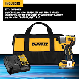 DEWALT POWERSTACK 20-volt Max 1/4-in Brushless Cordless Impact Driver (1-Battery Included, Charger Included and Soft Bag included) (Reconditioned)