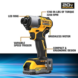 DEWALT POWERSTACK 20-volt Max 1/4-in Brushless Cordless Impact Driver (1-Battery Included, Charger Included and Soft Bag included) (Reconditioned)