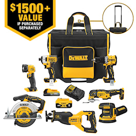DEWALT 20V MAX Site-Ready XR 7 Tool Combo Kit (with 2 Batteries, Charger and Rolling Storage Bag) (Reconditioned)