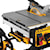 Onboard storage feature of 10 inch Jobsite table saw 32 and half inch rip capacity and a rolling stand.