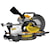 Sixty volt max cordless double bevel sliding miter saw on a slight angle while locked