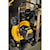 brushless cordless push mower in upright storage position