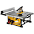 Profile of 10 inch Jobsite table saw 32 and half inch rip capacity and a rolling stand
