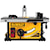 Profile of 10 inch Jobsite table saw  32 and half inch rip capacity and a rolling stand