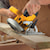 7 and one quarter inch lightweight circular saw sawing through a wooden board.