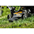 Close up profile of the brushless mower of the 21 and a half inch Brushless Cordless Self Propelled mower in action